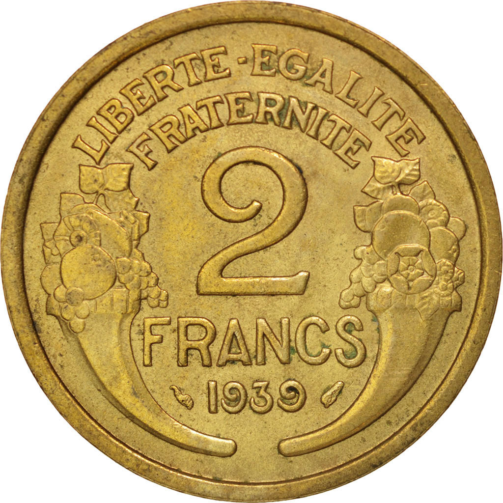 Coin, France, Morlon, 2 Francs, 1939, Paris, AU(50-53), Aluminum-Bronze, KM:886
