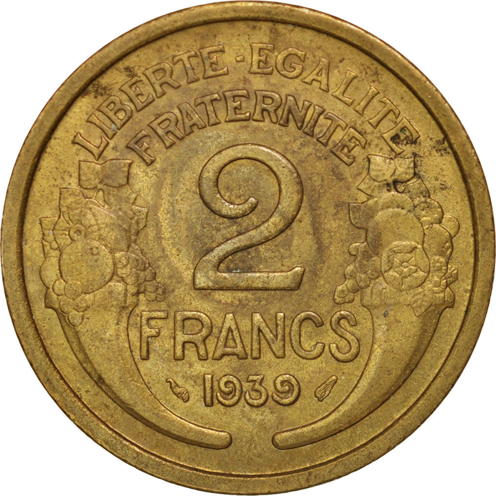 Coin, France, Morlon, 2 Francs, 1939, Paris, AU(50-53), Aluminum-Bronze, KM:886