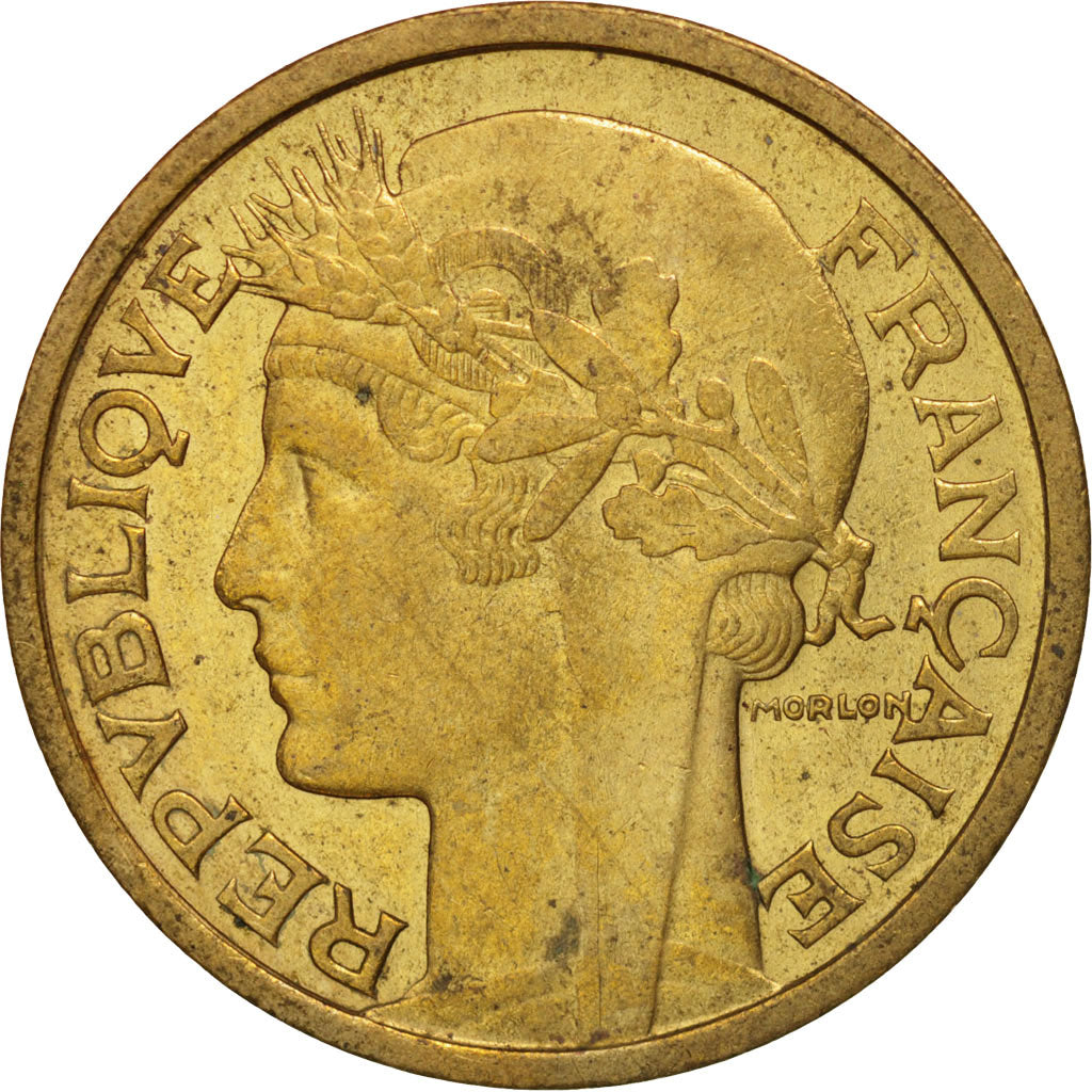 Coin, France, Morlon, 2 Francs, 1937, Paris, AU(50-53), Aluminum-Bronze, KM:886