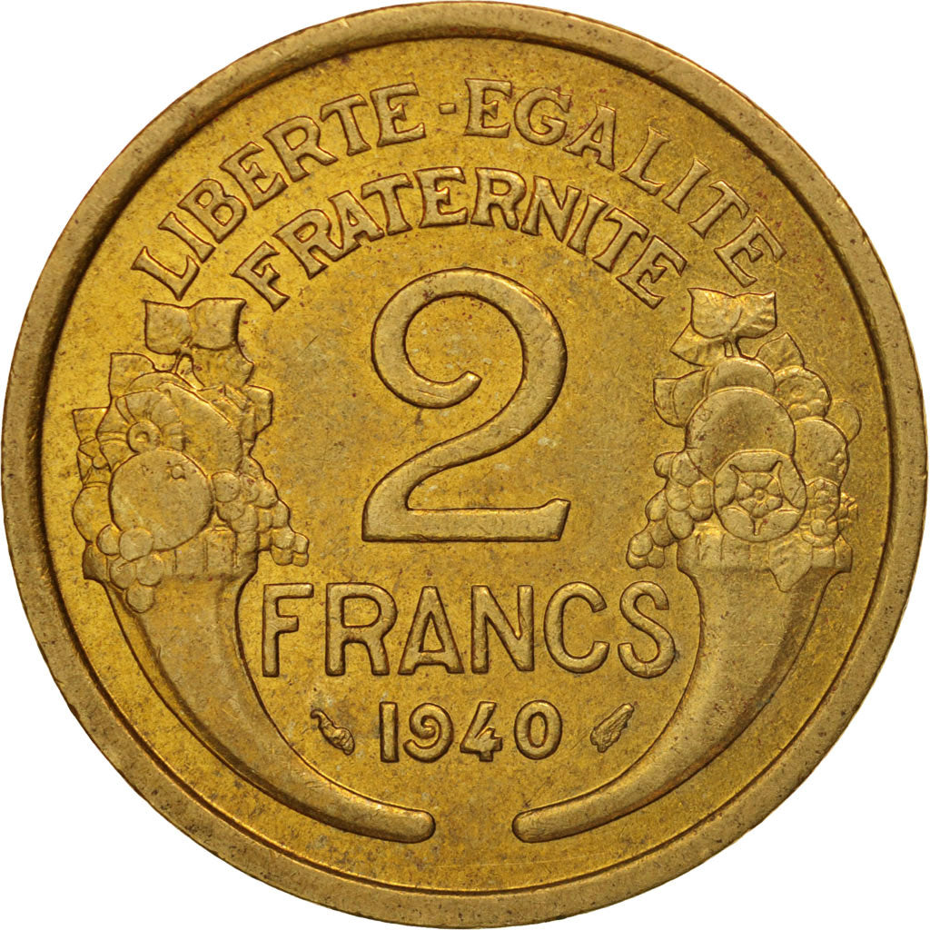 Coin, France, Morlon, 2 Francs, 1940, Paris, AU(50-53), Aluminum-Bronze, KM:886