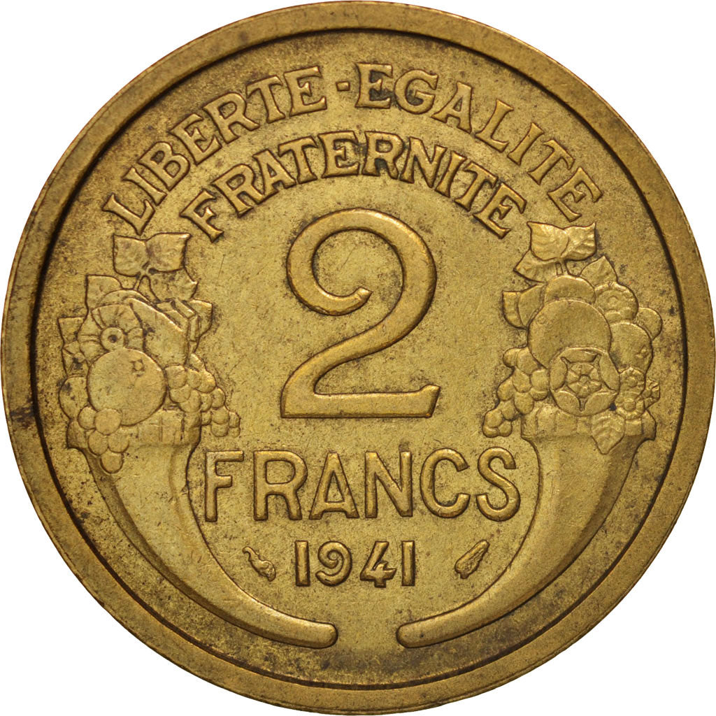 Coin, France, Morlon, 2 Francs, 1941, AU(50-53), Aluminum-Bronze, KM:886