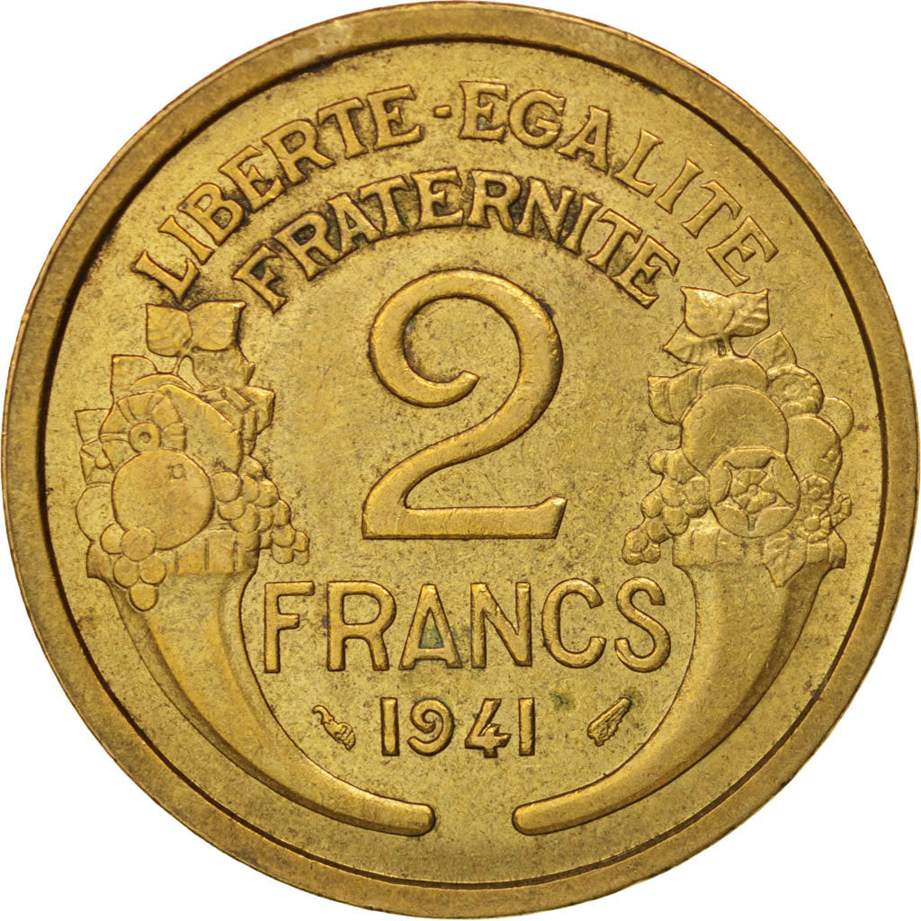 Coin, France, Morlon, 2 Francs, 1941, AU(50-53), Aluminum-Bronze, KM:886