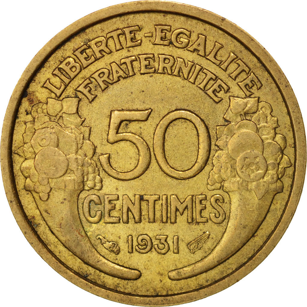 Munten, Frankrijk, Morlon, 50 Centimes, 1931, ZF+, Aluminum-Bronze, KM:894.1