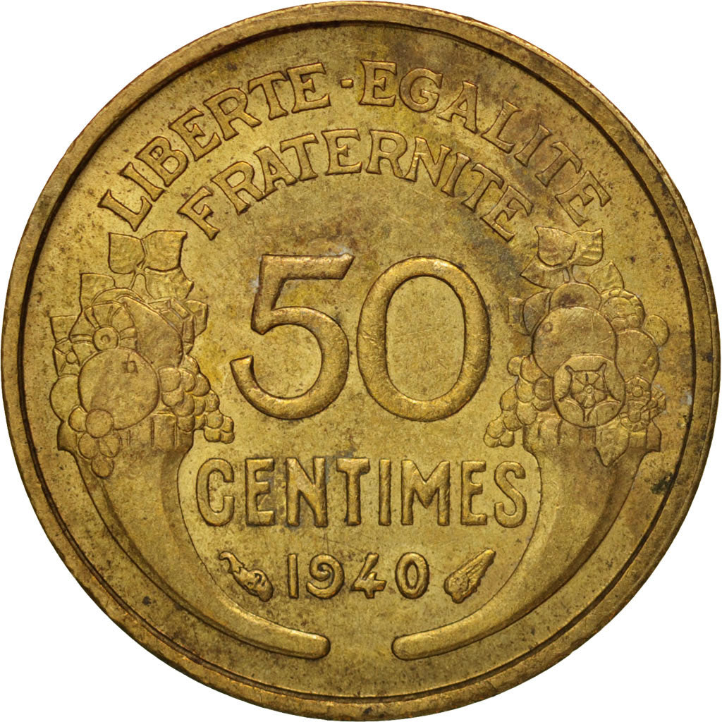 Coin, France, Morlon, 50 Centimes, 1940, AU(55-58), Aluminum-Bronze, KM:894.1