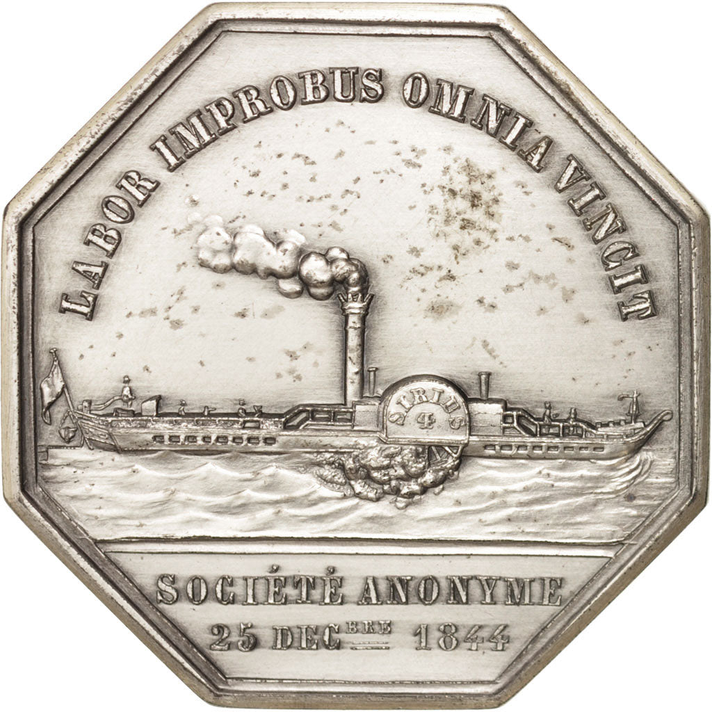 France, Token, Compagnie du Rhône, 1844, MS(65-70), Silver