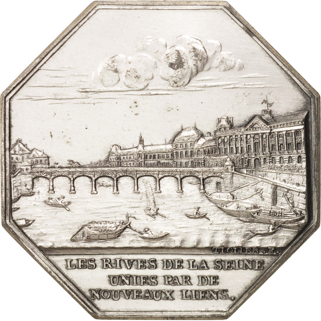 France, Token, Industry, Les trois ponts en fer sur la Seine, 1800, Tiolier