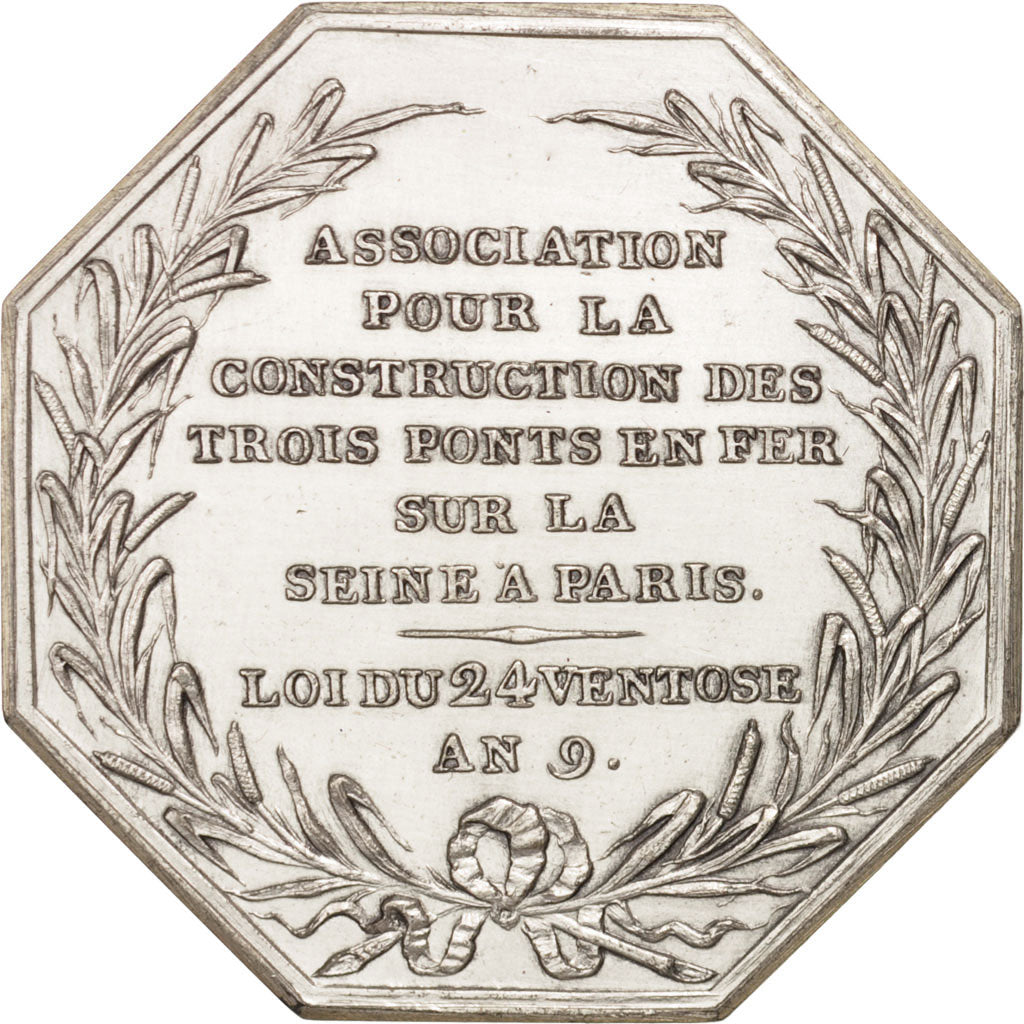 France, Token, Industry, Les trois ponts en fer sur la Seine, 1800, Tiolier
