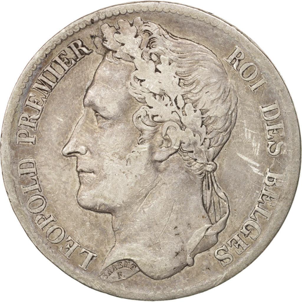 Belgique, Leopold I, 5 Francs, 5 Frank, 1833, B+, Argent, KM:3.1