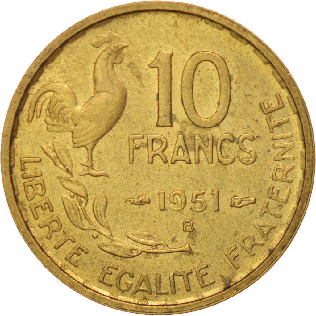 France, Guiraud, 10 Francs, 1951, Beaumont - Le Roger, SUP, Aluminum-Bronze