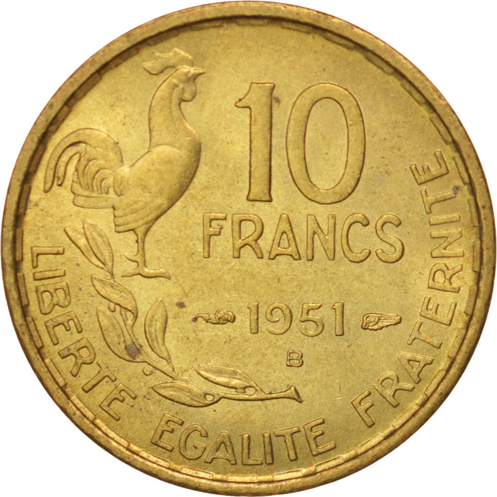 Coin, France, Guiraud, 10 Francs, 1951, Beaumont le Roger, MS(60-62)