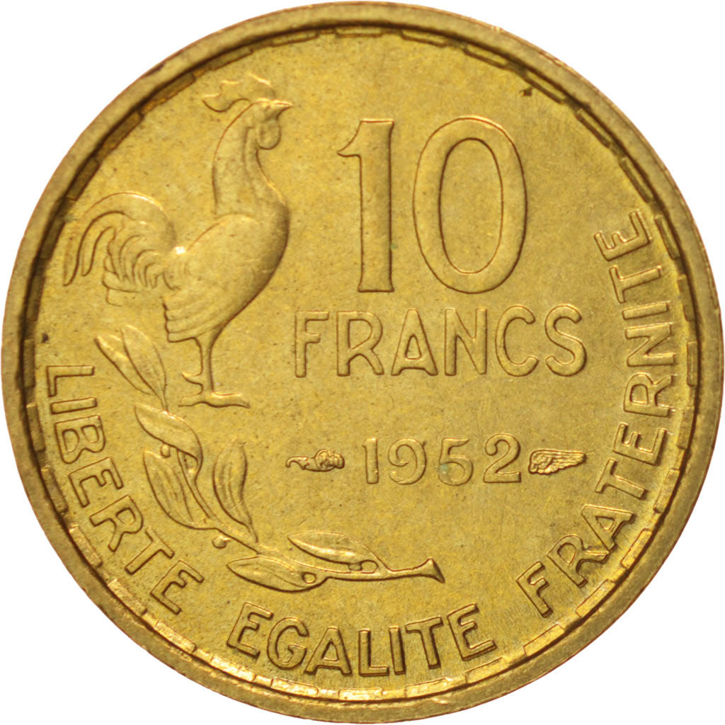 Coin, France, Guiraud, 10 Francs, 1952, Paris, AU(55-58), Aluminum-Bronze