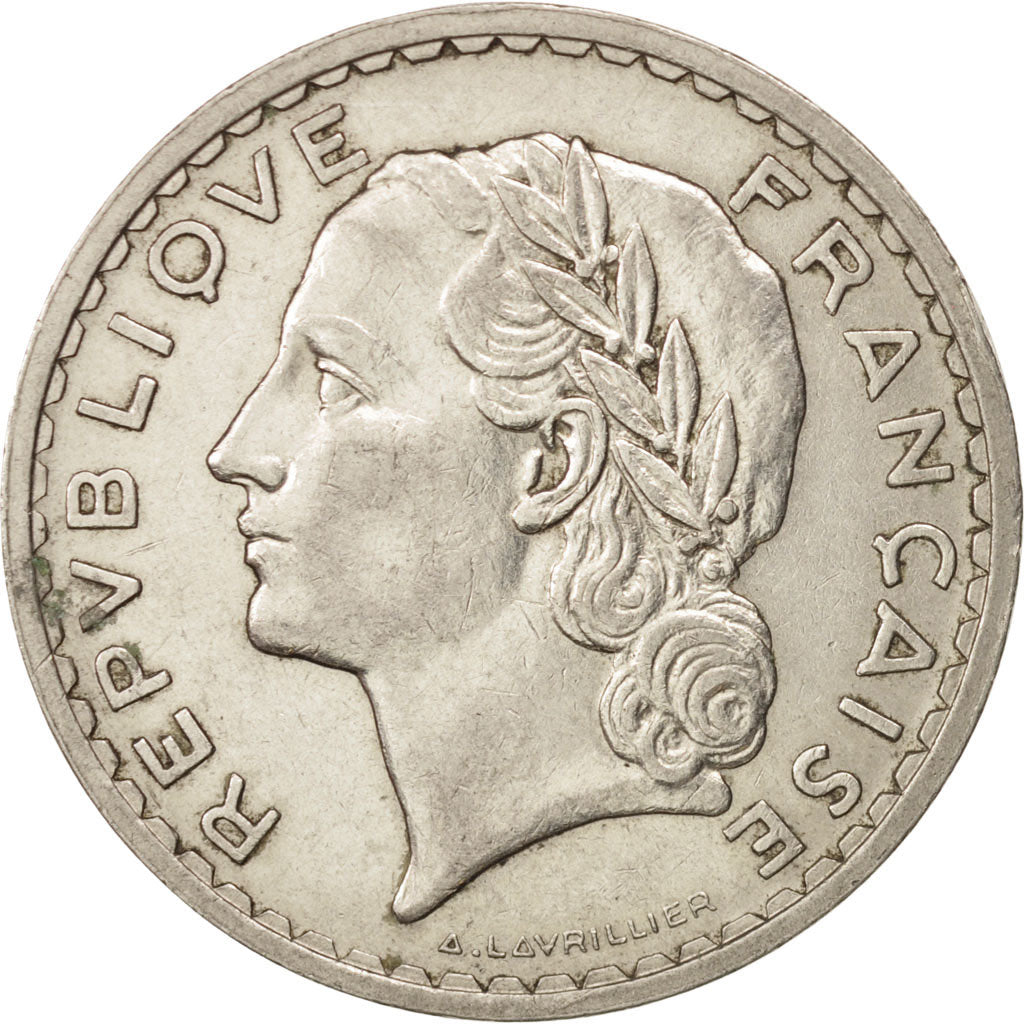 Munten, Frankrijk, Lavrillier, 5 Francs, 1935, Paris, ZF+, Nickel, KM:888