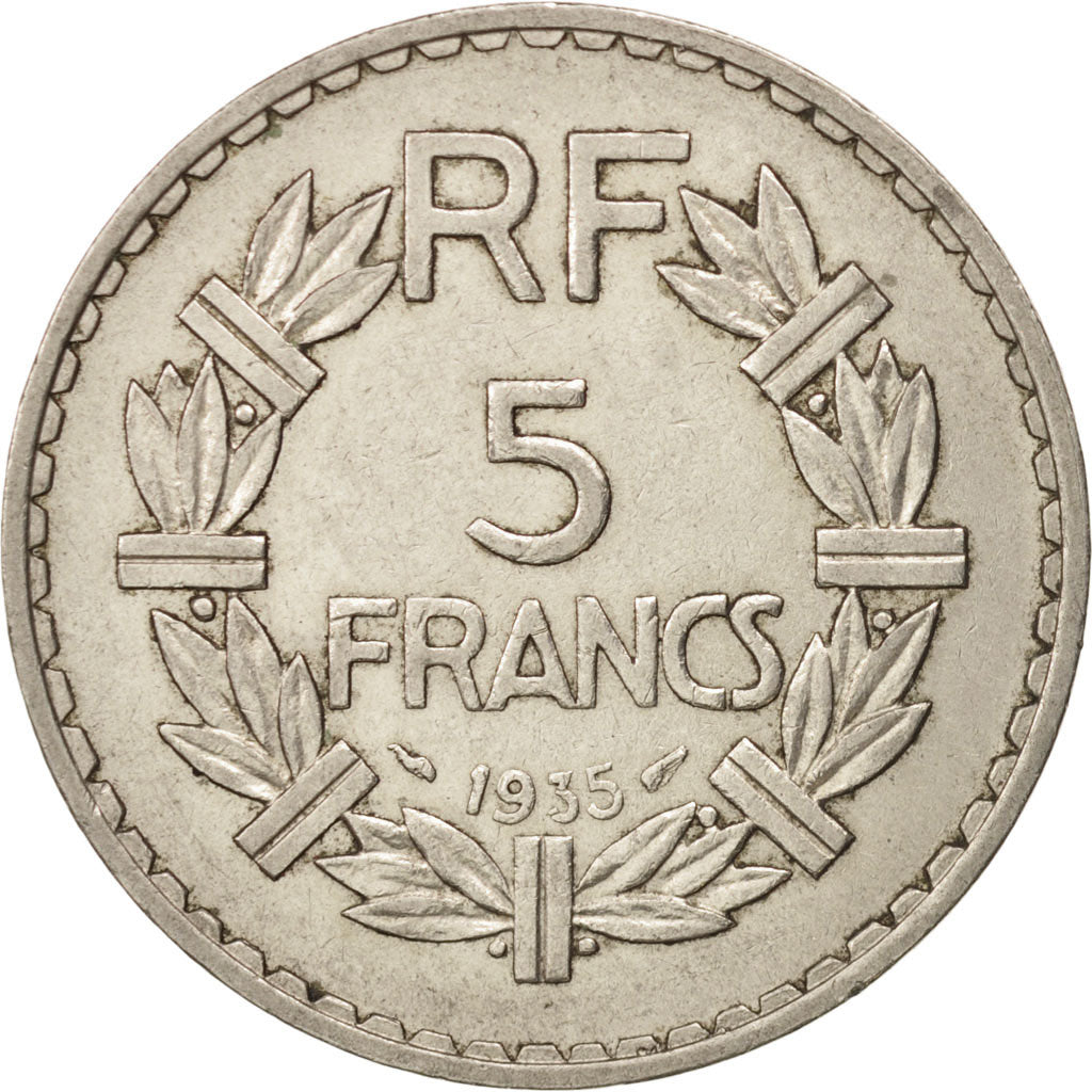 Munten, Frankrijk, Lavrillier, 5 Francs, 1935, Paris, ZF+, Nickel, KM:888