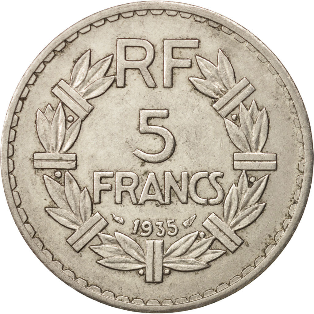 Coin, France, Lavrillier, 5 Francs, 1935, Paris, AU(55-58), Nickel, KM:888