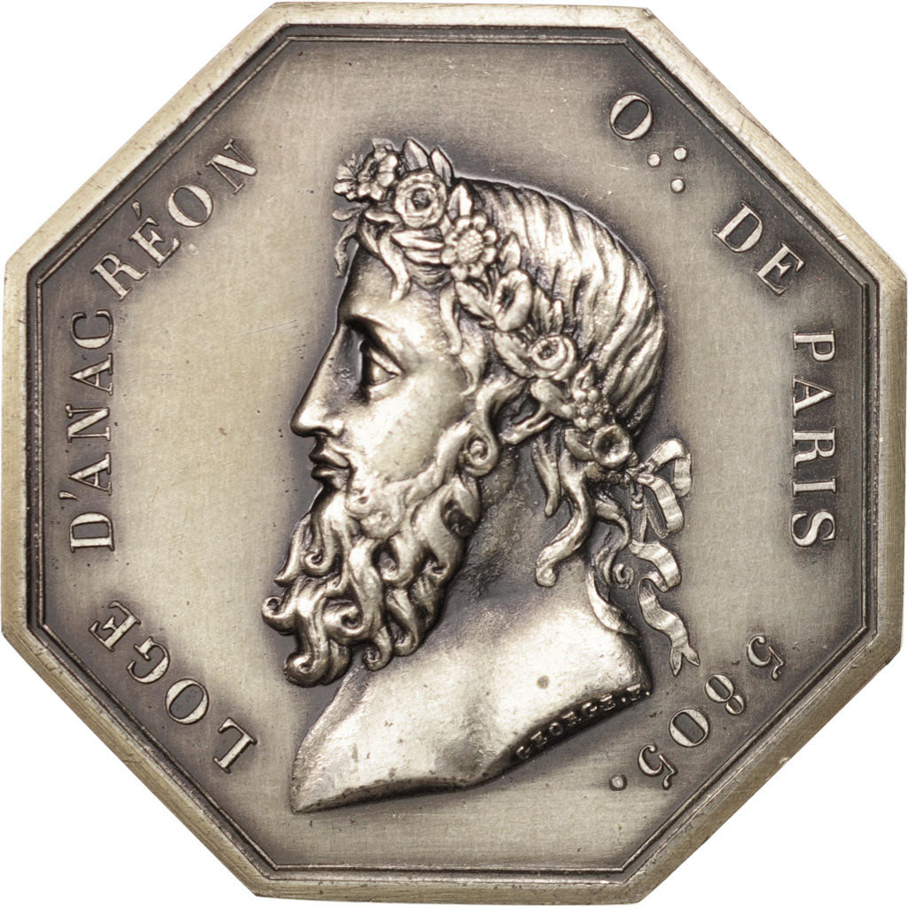 France, Token, Masonic, Orient de Paris, Loge Anacréon, 1805, MS(65-70)