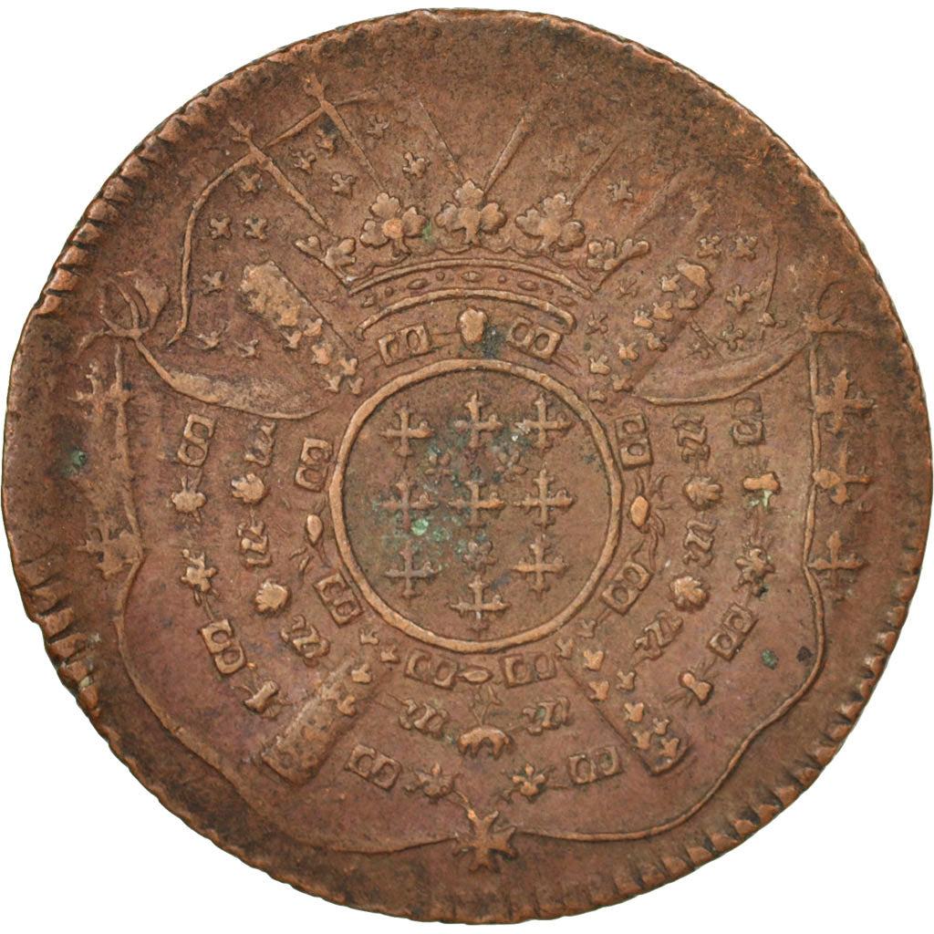 FRENCH STATES, LILLE, 20 Sols, 1708, EF(40-45), Copper, KM:7, Boudeau:2313