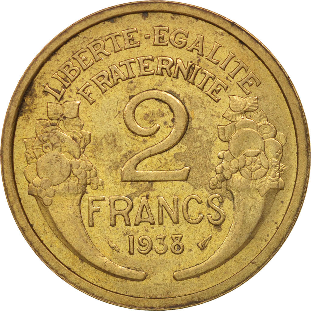 Coin, France, Morlon, 2 Francs, 1938, Paris, AU(50-53), Aluminum-Bronze, KM:886