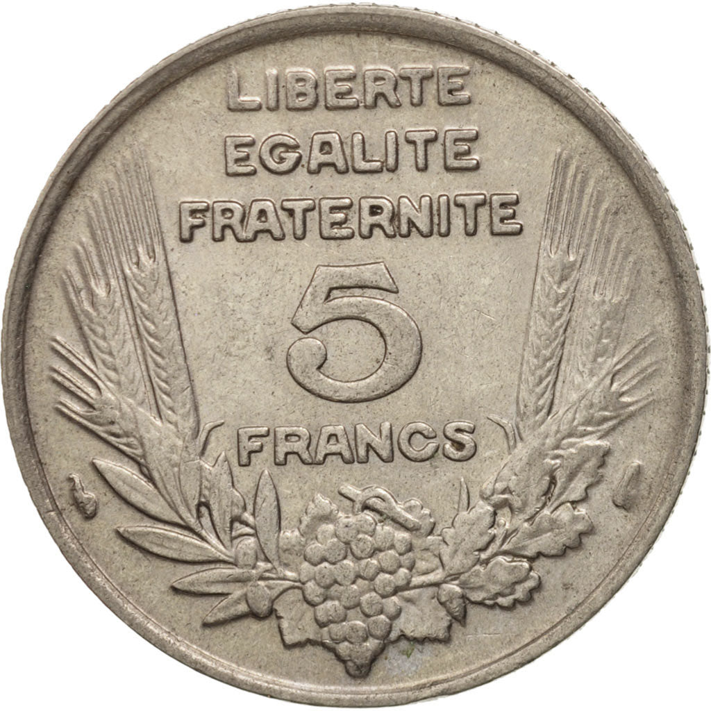 France, Bazor, 5 Francs, 1933, Paris, AU(55-58), Nickel, KM:887, Gadoury:753