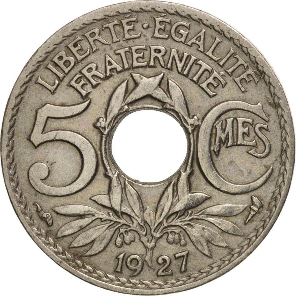 Moneta, Francia, Lindauer, 5 Centimes, 1927, BB+, Rame-nichel, KM:875