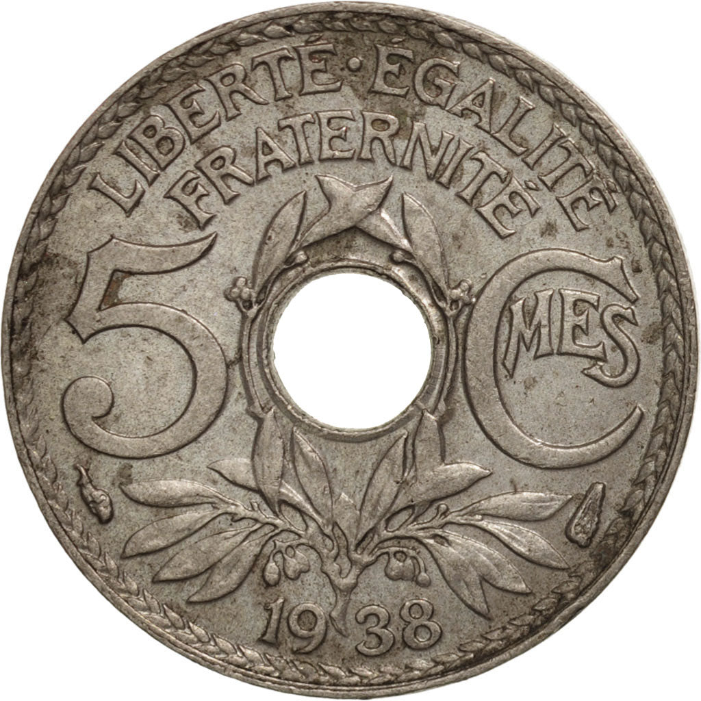 Coin, France, Lindauer, 5 Centimes, 1938, Paris, AU(50-53), Copper-nickel