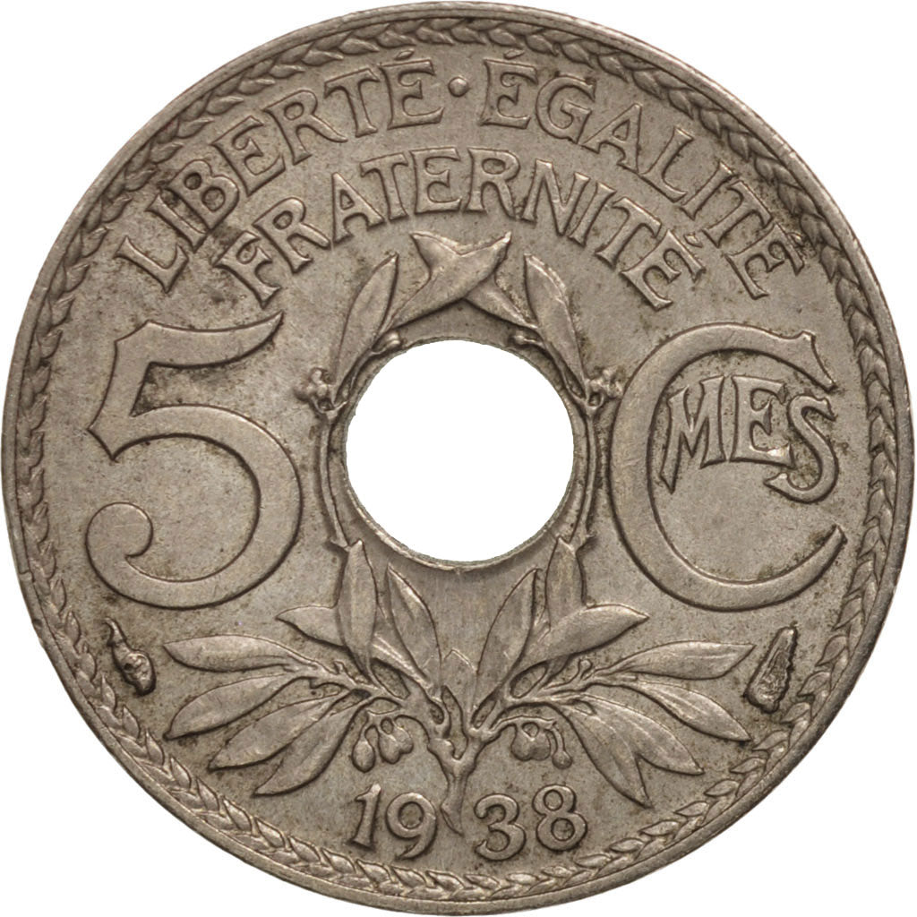 Coin, France, Lindauer, 5 Centimes, 1938, Paris, AU(55-58), Copper-nickel