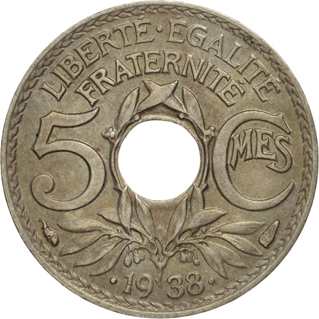 Coin, France, Lindauer, 5 Centimes, 1938, Paris, AU(55-58), Nickel-Bronze