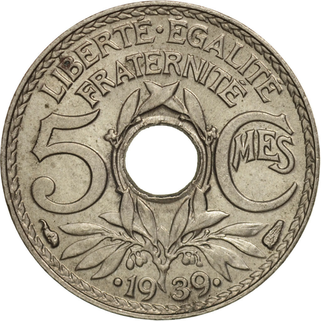 France, Lindauer, 5 Centimes, 1939, AU(55-58), Nickel-Bronze, KM:875a