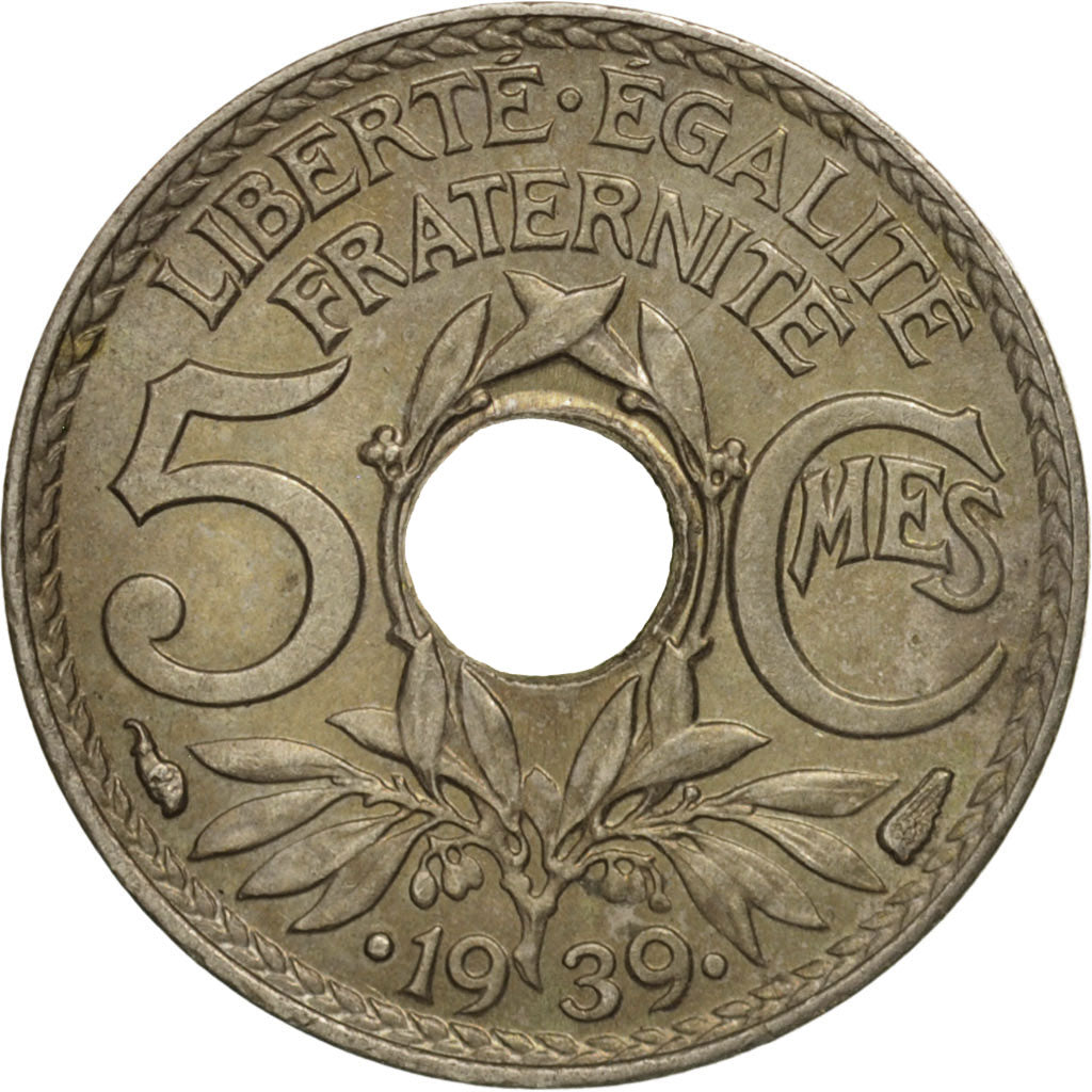 France, Lindauer, 5 Centimes, 1939, MS(63), Nickel-Bronze, KM:875a, Gadoury:171