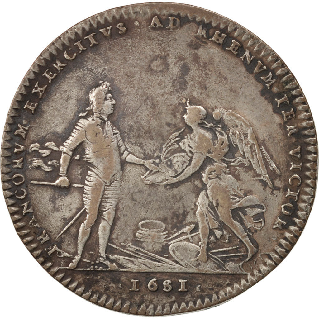 Francia, Token, Royal, Le Rhin, Louis XIV, 1681, BB, Rame, Feuardent:12703