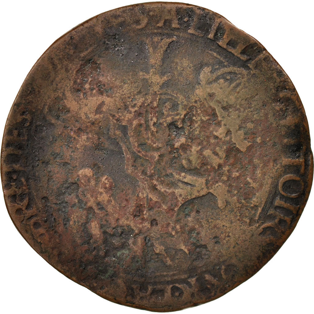 France, Token, Royal, Flandre espagnole, Charles V, 1543, B+, Cuivre, 28