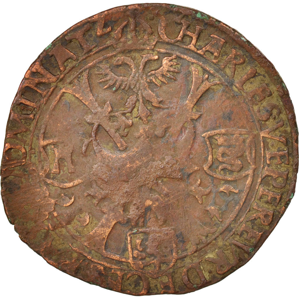France, Token, Royal, Flandre espagnole, Charles V, 1543, TB, Cuivre, 28