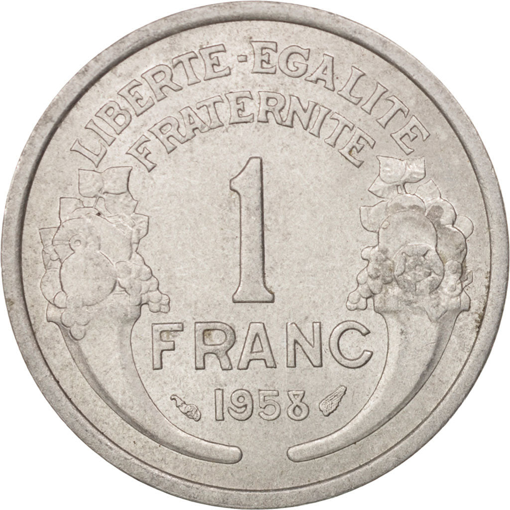 Coin, France, Morlon, Franc, 1958, AU(55-58), Aluminum, KM:885a.1, Gadoury:473b
