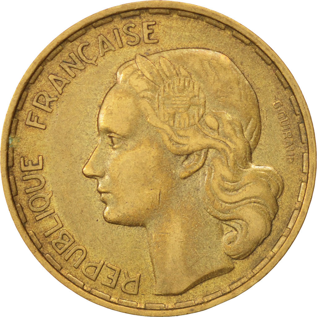 Moneda, Francia, Guiraud, 50 Francs, 1953, Beaumont-le-Roger, MBC+, Aluminio -