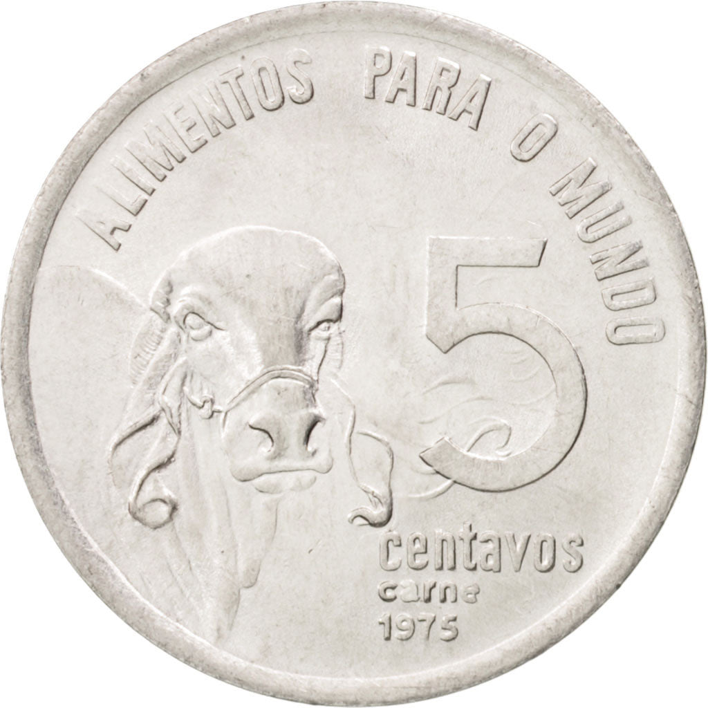 Coin, Brazil, 5 Centavos, 1975, MS(63), Stainless Steel, KM:587.1