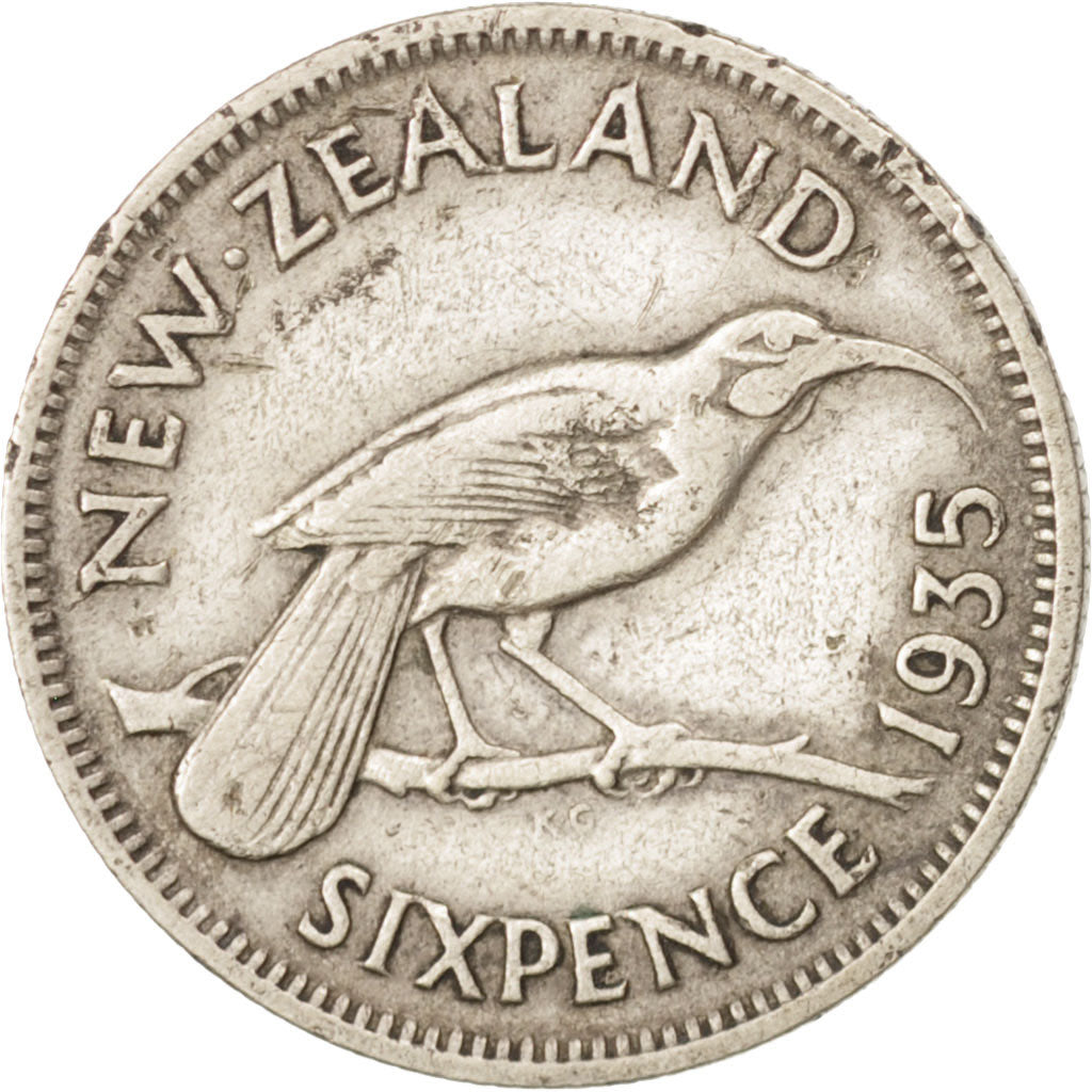 Monnaie, Nouvelle-Zélande, George V, 6 Pence, 1935, TB, Argent, KM:2