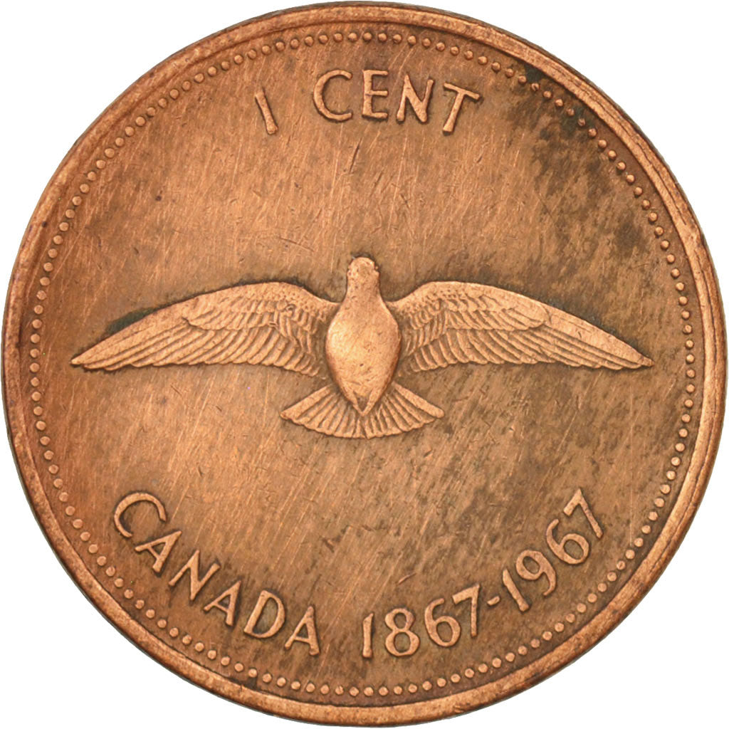 Coin, Canada, Elizabeth II, Cent, 1967, Royal Canadian Mint, Ottawa, AU(50-53)
