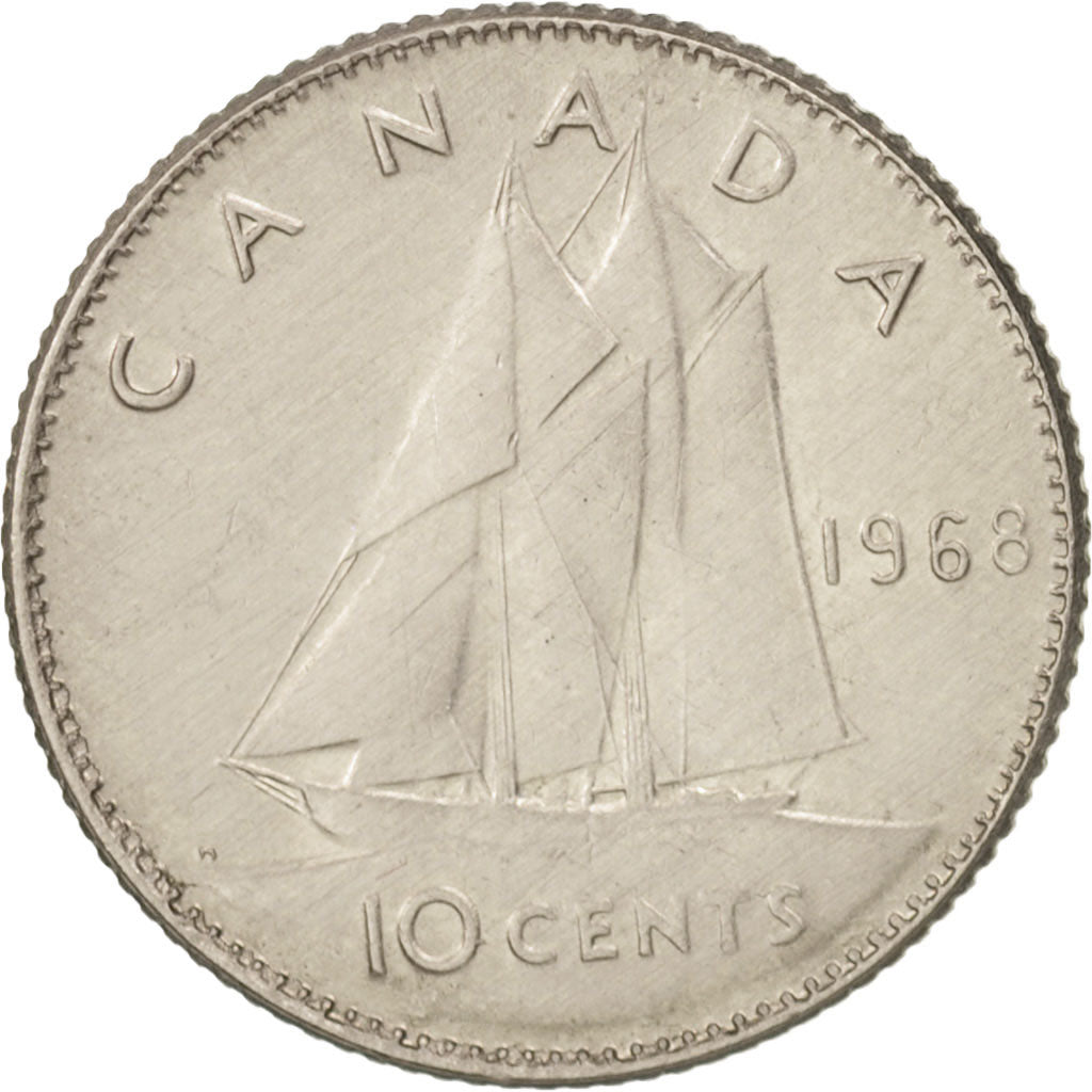 Coin, Canada, Elizabeth II, 10 Cents, 1968, Royal Canadian Mint, Ottawa
