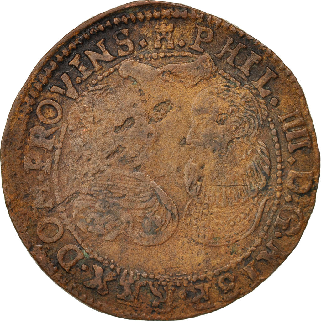 Francia, Token, Spanish Netherlands, Lille, Philip IV and Isabel, 1649, BB, Rame