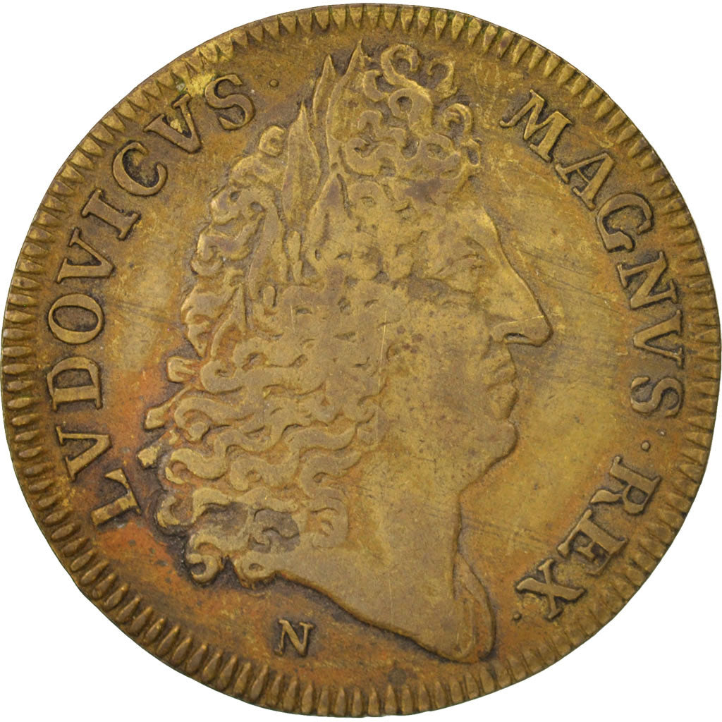 France, Token, Royal, Chambre aux Deniers, 1695, VF(30-35), Brass