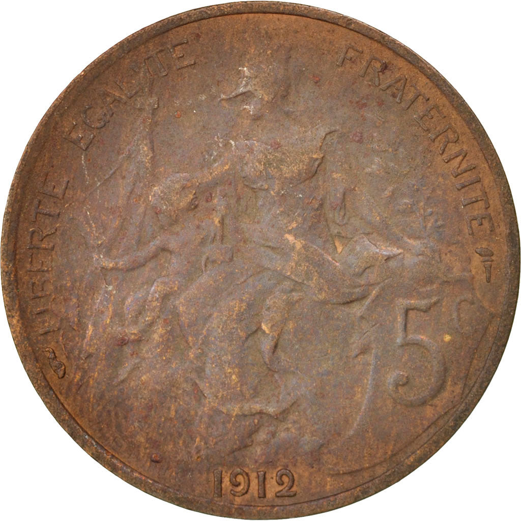 Moneta, Francia, Dupuis, 5 Centimes, 1912, Paris, MB+, Bronzo, KM:842