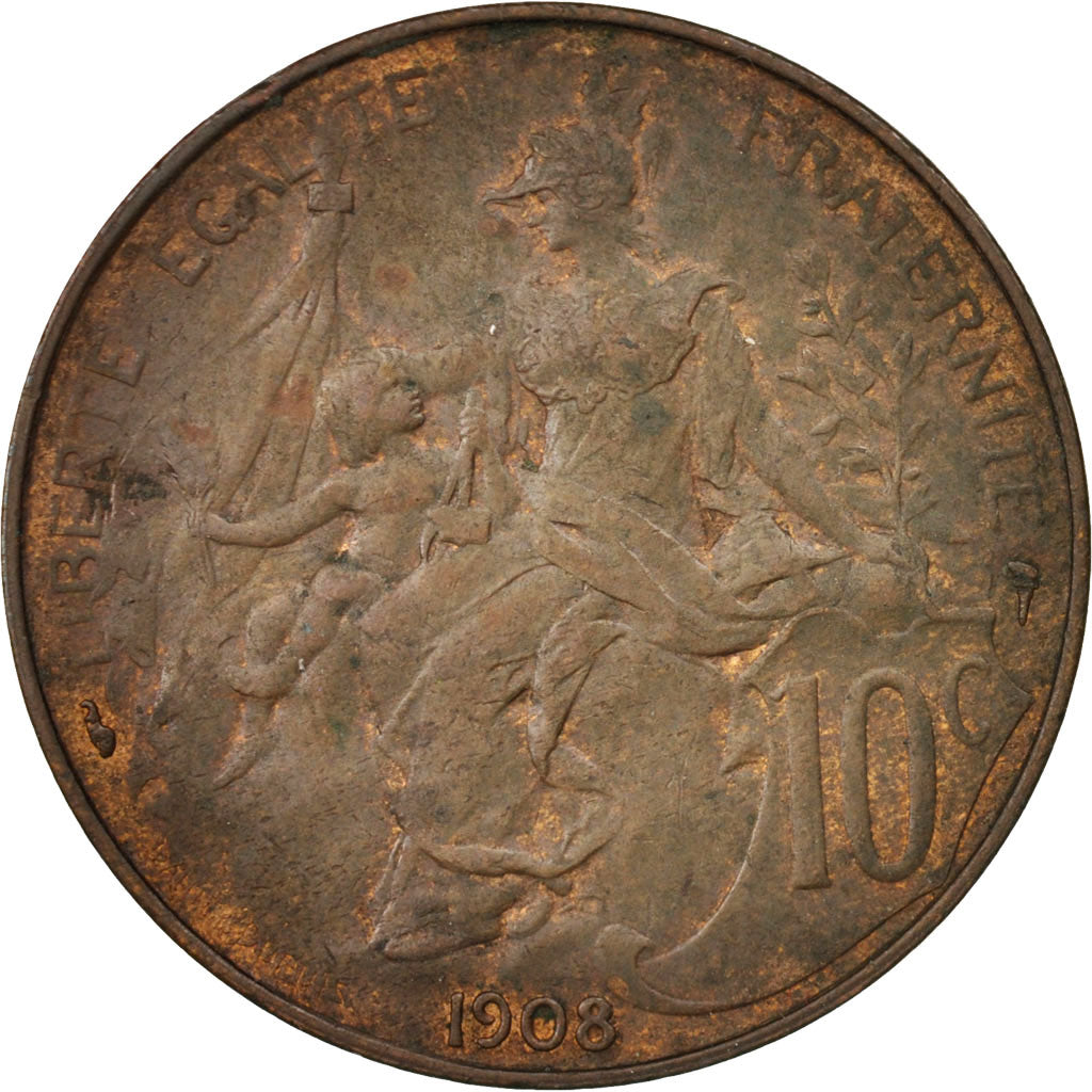 Coin, France, Dupuis, 10 Centimes, 1908, Paris, AU(50-53), Bronze, KM:843