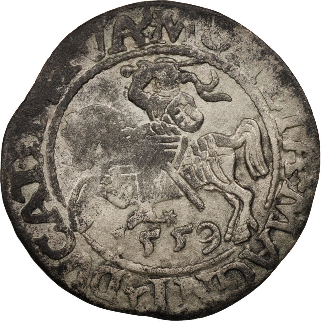 Lithuania, Sigismond Auguste (1547-1572), 1/2 Gros, 1559, EF(40-45), Silver