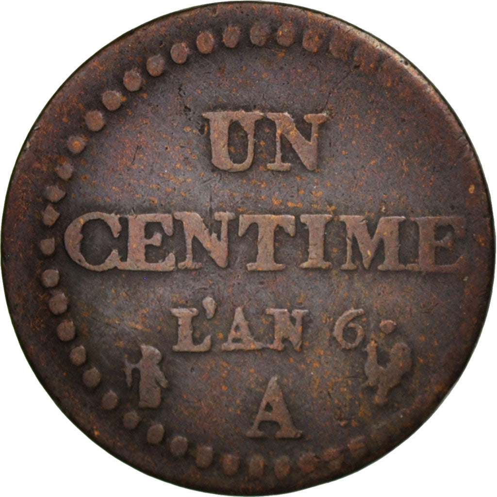 France, Dupré, Centime, 1797, Paris, EF(40-45), Bronze, KM:646, Gadoury:76