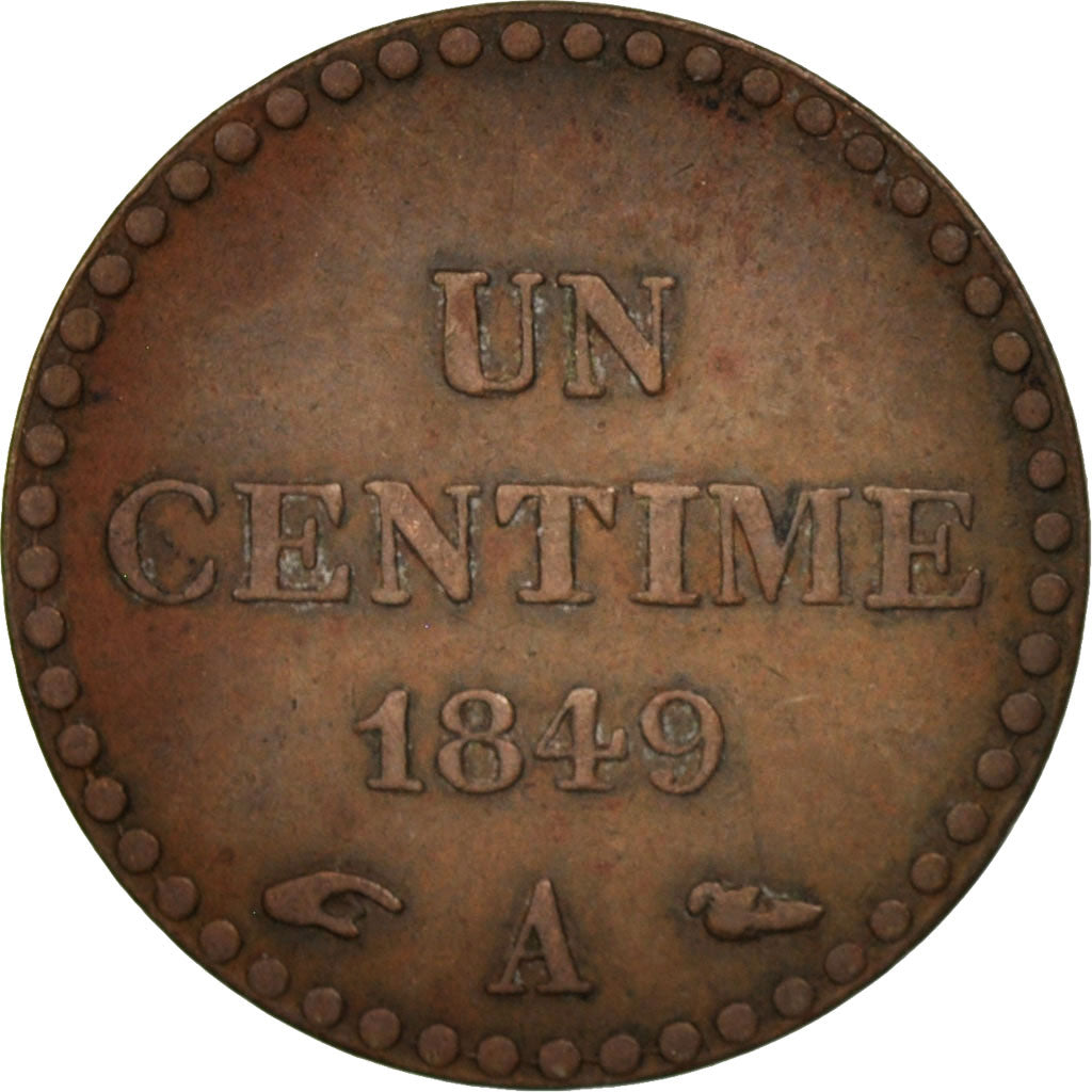 France, Dupré, Centime, 1849, Paris, AU(50-53), Bronze, KM:754, Gadoury:84