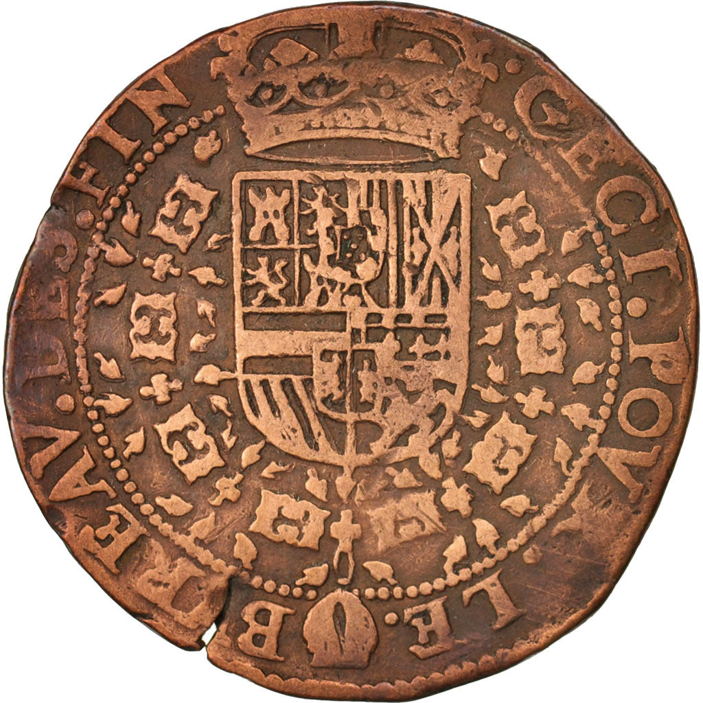 Países Bajos, Token, Belgium, Charles II, Bruxelles, Bureau des Finances, 1675
