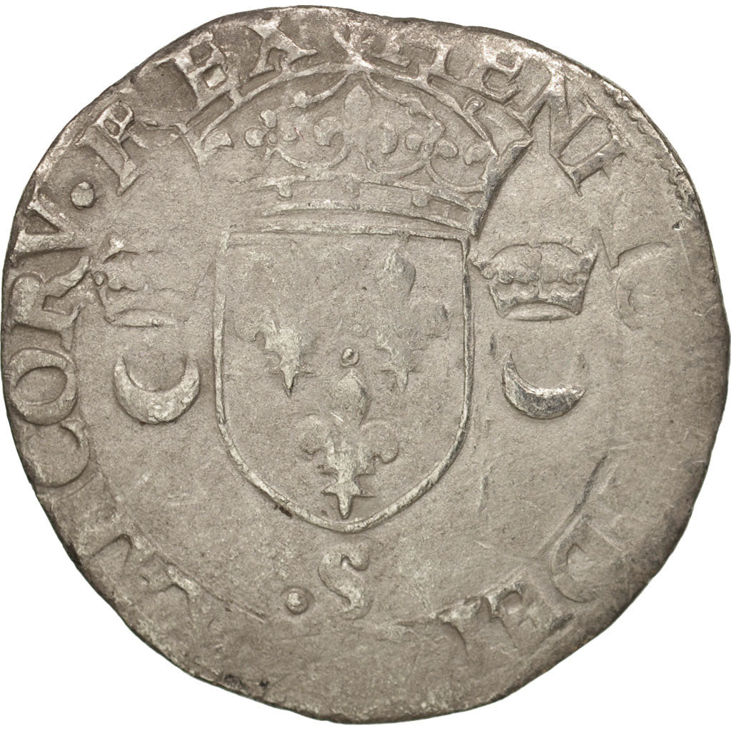 Frankreich, Henri II, Douzain aux croissants, 1552, Troyes, VF(30-35), Billon