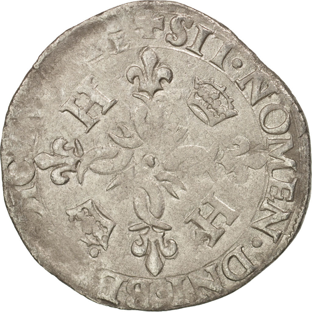 Frankreich, Henri II, Douzain aux croissants, 1552, Troyes, VF(30-35), Billon