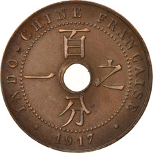 FRENCH INDO-CHINA, Cent, 1917, Paris, TTB+, Bronze, KM:12.1, Lecompte:77