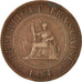 FRENCH COCHIN CHINA, Cent, 1884, Paris, VF(30-35), Bronze, KM:3