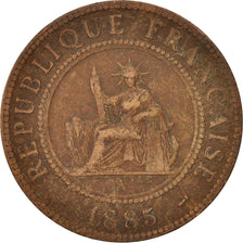 FRENCH COCHIN CHINA, Cent, 1885, Paris, VF(30-35), Bronze, KM:3, Lecompte:15